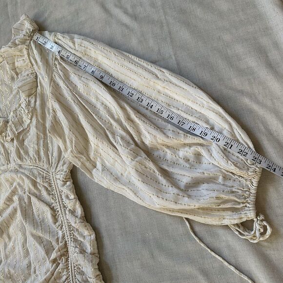 Jens Pirate Booty Vambelle Mini Dress Cream Gold Stripe S Boho Beach Ballon - Picture 15 of 16